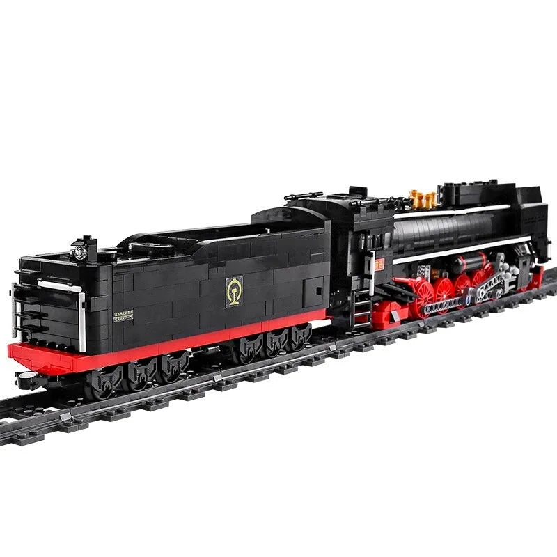 MOC Motorized Steam Locomotive Train Building Blocks