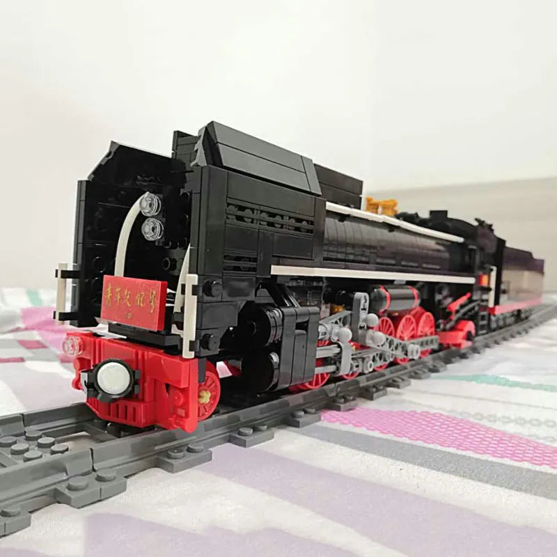 MOC Motorized Steam Locomotive Train Building Blocks