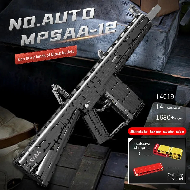 Building Blocks MOC Motorized MPSAA-12 Assault Rifle Bricks Toy 14019 - 7