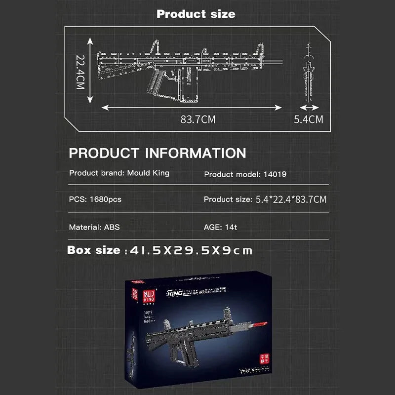 Building Blocks MOC Motorized MPSAA - 12 Assault Rifle Bricks Toy 14019 - 4