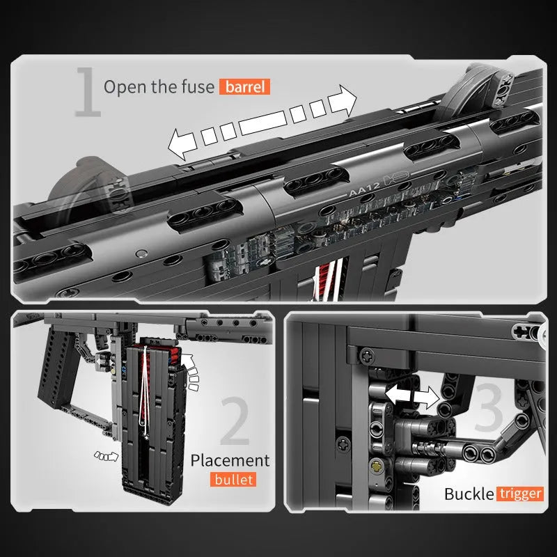 Building Blocks MOC Motorized MPSAA-12 Assault Rifle Bricks Toy 14019 - 8