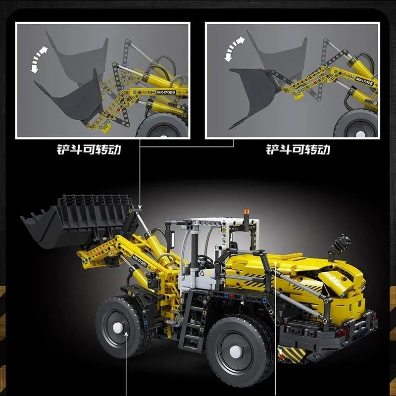 Building Blocks MOC Motorized Pneumatic loader Excavator Truck Bricks Toys - 6