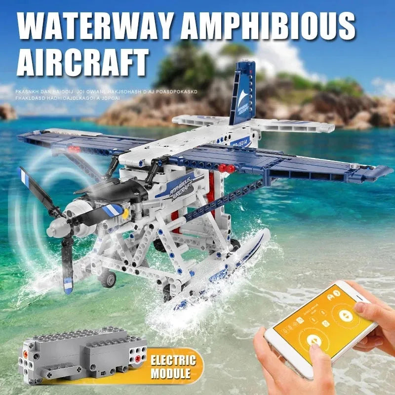 Building Blocks MOC Motorized RC Amphibious Fire Plane Bricks Toy 15014 - 10