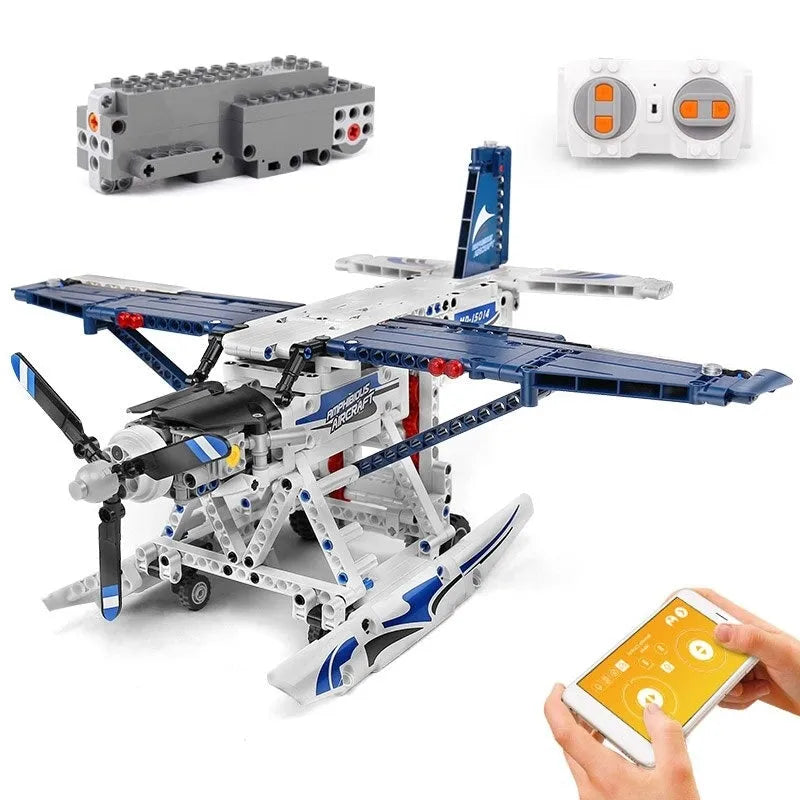 Building Blocks MOC Motorized RC Amphibious Fire Plane Bricks Toy 15014 - 1
