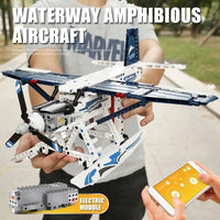 Thumbnail for Building Blocks MOC Motorized RC Amphibious Fire Plane Bricks Toy 15014 - 9
