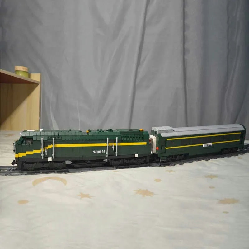 Building Blocks MOC Motorized RC APP NJ2 Locomotive Diesel Train Bricks Toy Construction Set Toys - 16