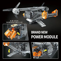 Thumbnail for Building Blocks MOC Motorized RC Boeing Bell V22 Osprey Bricks Toy 15043 - 7