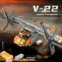 Thumbnail for Building Blocks MOC Motorized RC Boeing Bell V22 Osprey Bricks Toy 15043 - 2