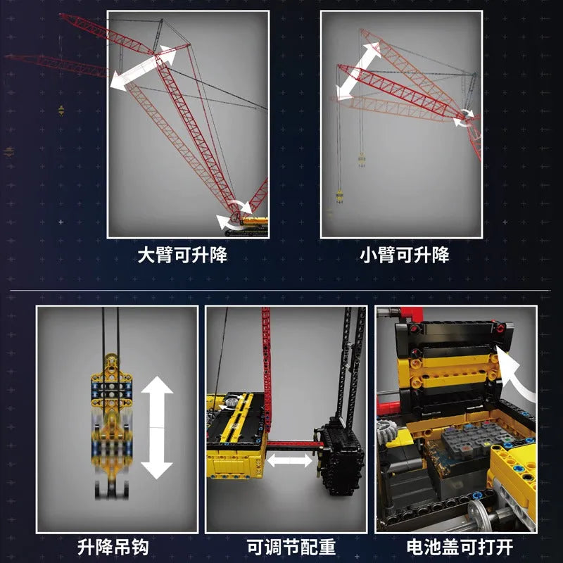 Building Blocks MOC Motorized RC LR13000 Crawler Crane Bricks Toy - 4