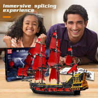 Thumbnail for Building Blocks MOC Pirates Of Caribbean Red Pirate Ship Bricks Toys 13109 - 3