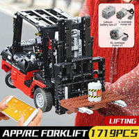 Thumbnail for Building Blocks MOC RC APP City Forklift Truck Loader Bricks Toy 13106 - 2