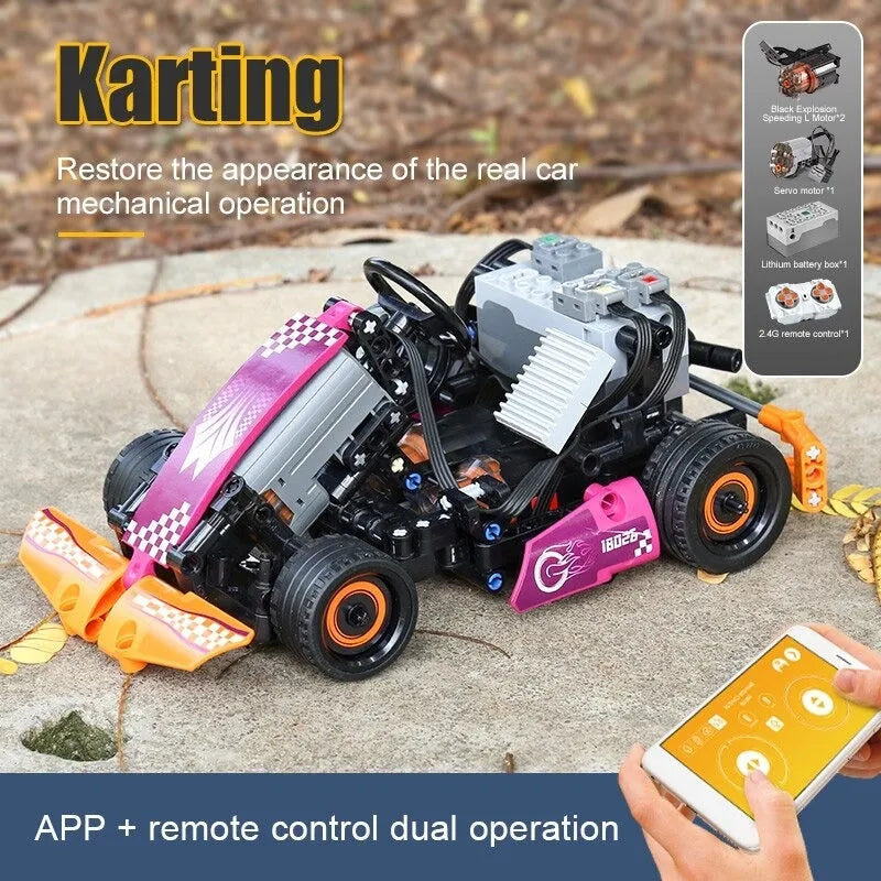 Building Blocks MOC RC APP Go - Kart Racing Karting Car Bricks Toy 18026 - 8