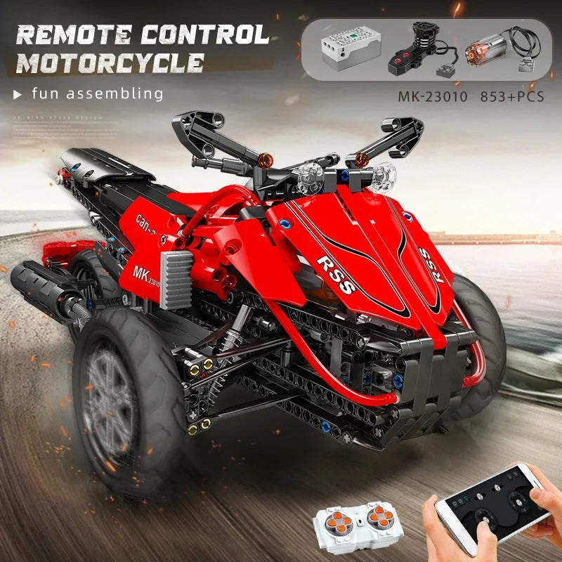 Building Blocks MOC RC APP Monster Spider Motorcycle Bricks Toy 23010 Construction Set Toys - 8