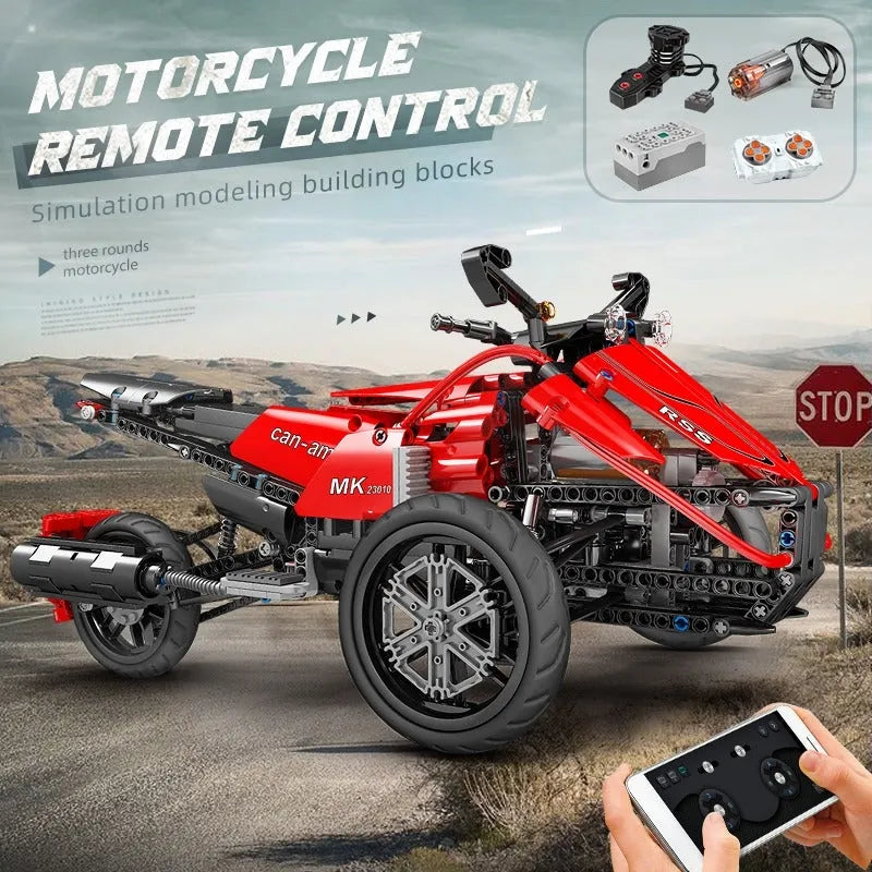 Building Blocks MOC RC APP Monster Spider Motorcycle Bricks Toy 23010 Construction Set Toys - 7
