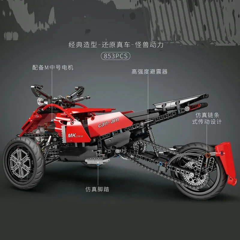 Building Blocks MOC RC APP Monster Spider Motorcycle Bricks Toy 23010 Construction Set Toys - 5