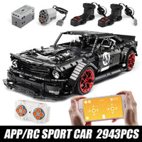 Thumbnail for Building Blocks MOC RC Classic Mustang Hoonicorn V2 Sports Car Bricks Toy 13108 - 1