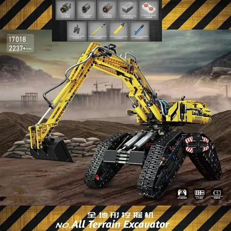 Building Blocks MOC RC Crawler All Terrain Truck Excavator Bricks Toy 17018 - 2