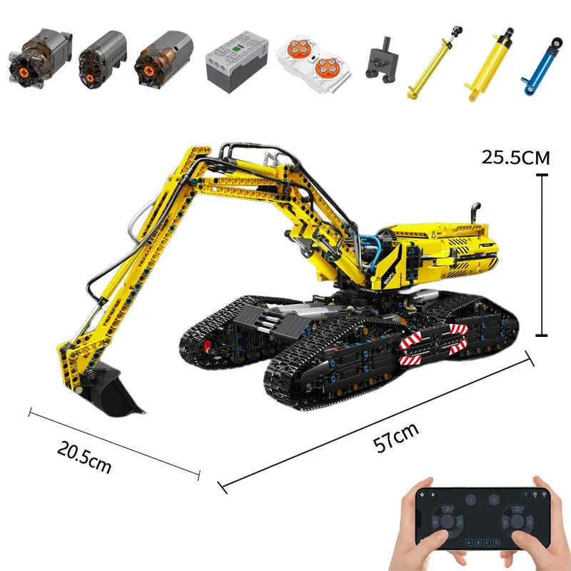 Cheap MOULD KING 17018 Technical Car Building Sets All Terrain Excavator  Clawler Truck Bricks Toys RC Engineering Vehicle For Boys