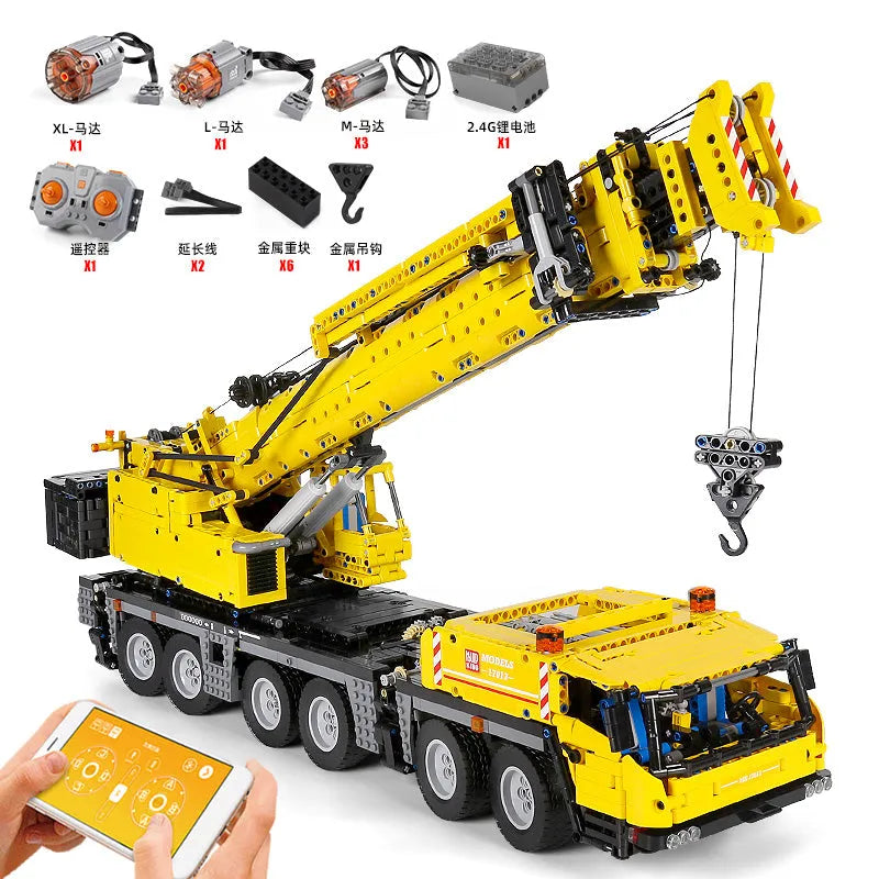 Building Blocks MOC RC GMK Heavy Mobile Crane Truck Bricks Toy 17013H - 7