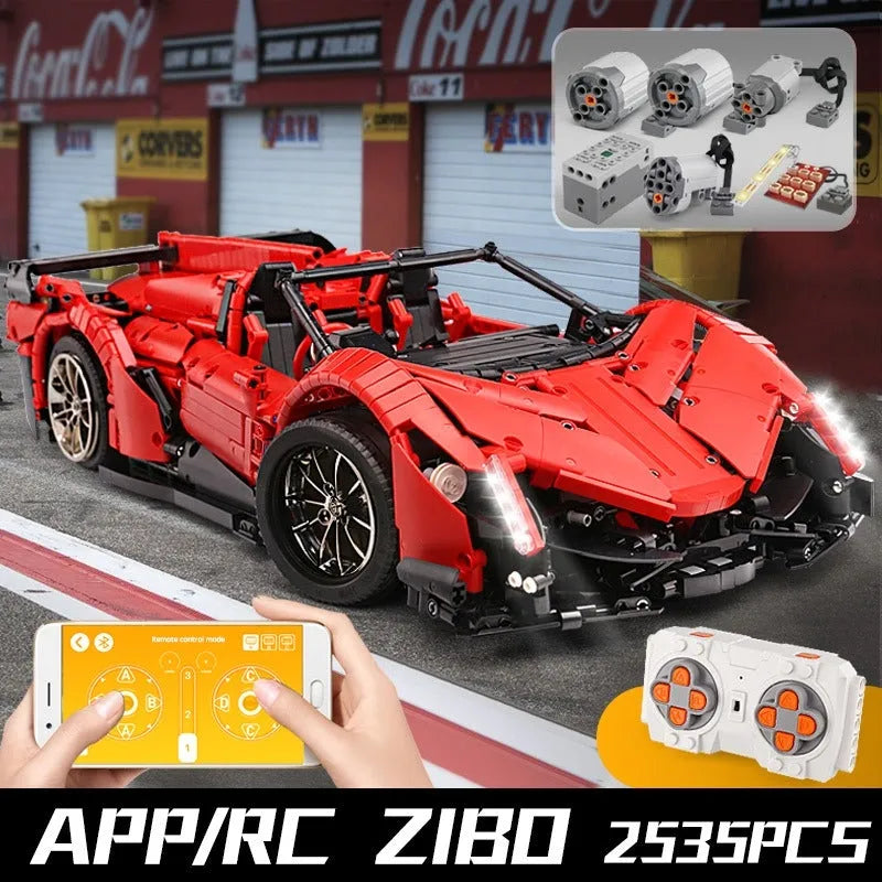 Building Blocks MOC RC Lambo Roadster 13079 Super Racing Car Bricks Toys - 15
