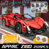 Thumbnail for Building Blocks MOC RC Lambo Roadster 13079 Super Racing Car Bricks Toys - 15