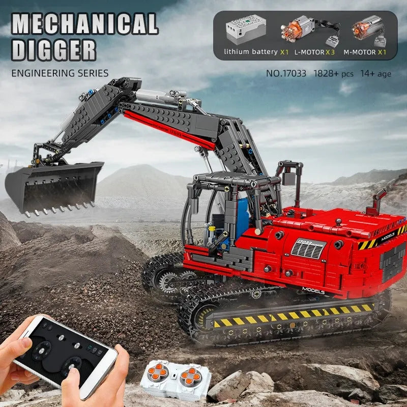 Building Blocks MOC RC Link Belt 250 Excavator Truck Bricks Toy 17033 - 3