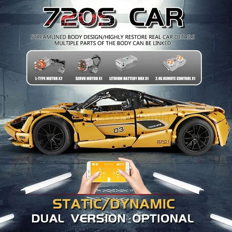Building Blocks MOC RC McLaren 720S Racing Super Car Bricks Toy 13145S Construction Set Toys - 3