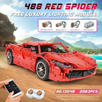 Thumbnail for Building Blocks MOC RC Motorized 488 Red Spider Racing Car Bricks Toy 13048 - 4