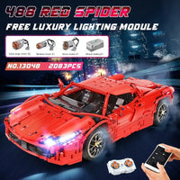 Thumbnail for Building Blocks MOC RC Motorized 488 Red Spider Racing Car Bricks Toy 13048 Construction Set Toys - 2