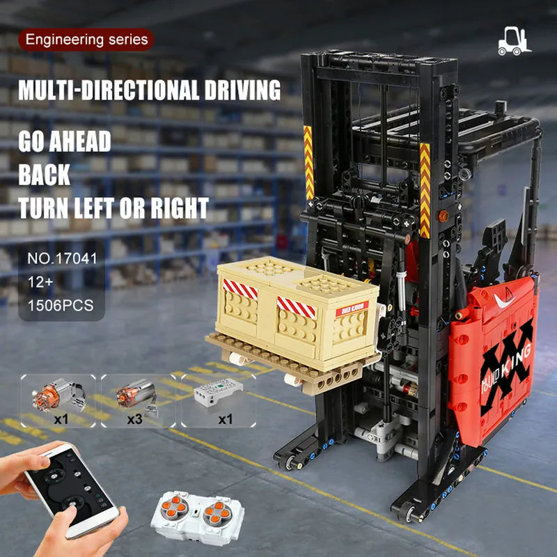 Rc Telehandler MOC RC Motorized APP Reach Shelf Forklift Truck Bricks