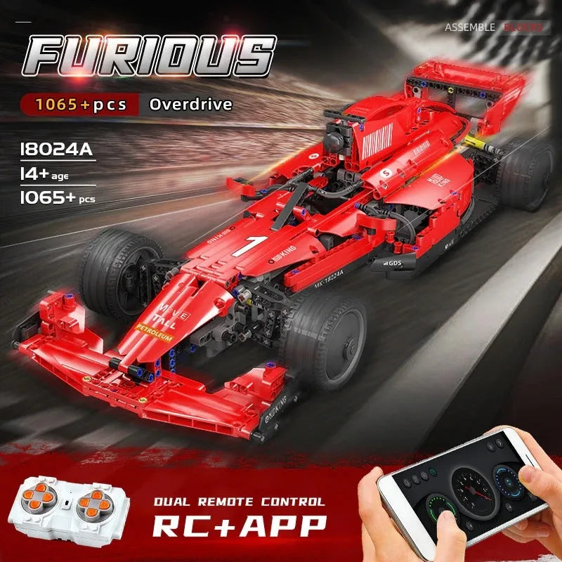 Building Blocks MOC RC Motorized F1 Red Furious Racing Car Bricks Toy 18024A - 3