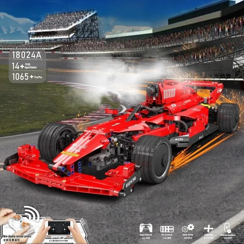 F1 Bricks Rc Red Furious Racing Car Building Blocks MOC RC Motorized