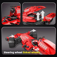 Thumbnail for Building Blocks MOC RC Motorized F1 Red Furious Racing Car Bricks Toy 18024A - 7