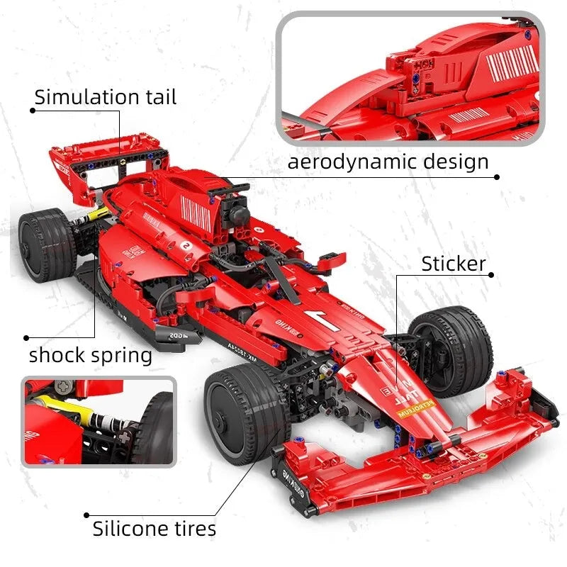 F1 Bricks Rc Red Furious Racing Car Building Blocks MOC RC Motorized