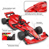 Thumbnail for Building Blocks MOC RC Motorized F1 Red Furious Racing Car Bricks Toy 18024A - 5