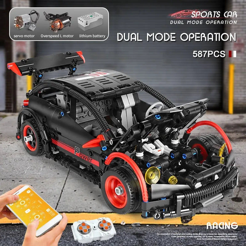Building Blocks MOC RC Motorized Hatchback Type R Racing Car Bricks Toy 18013 - 12