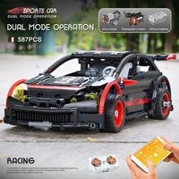 Thumbnail for Building Blocks MOC RC Motorized Hatchback Type R Racing Car Bricks Toy 18013 - 3