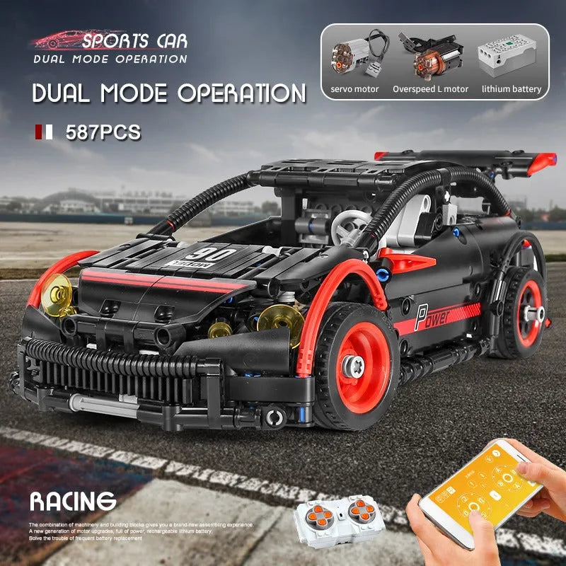 Building Blocks MOC RC Motorized Hatchback Type R Racing Car Bricks Toy 18013 - 9