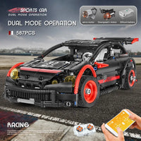 Thumbnail for Building Blocks MOC RC Motorized Hatchback Type R Racing Car Bricks Toy 18013 - 9