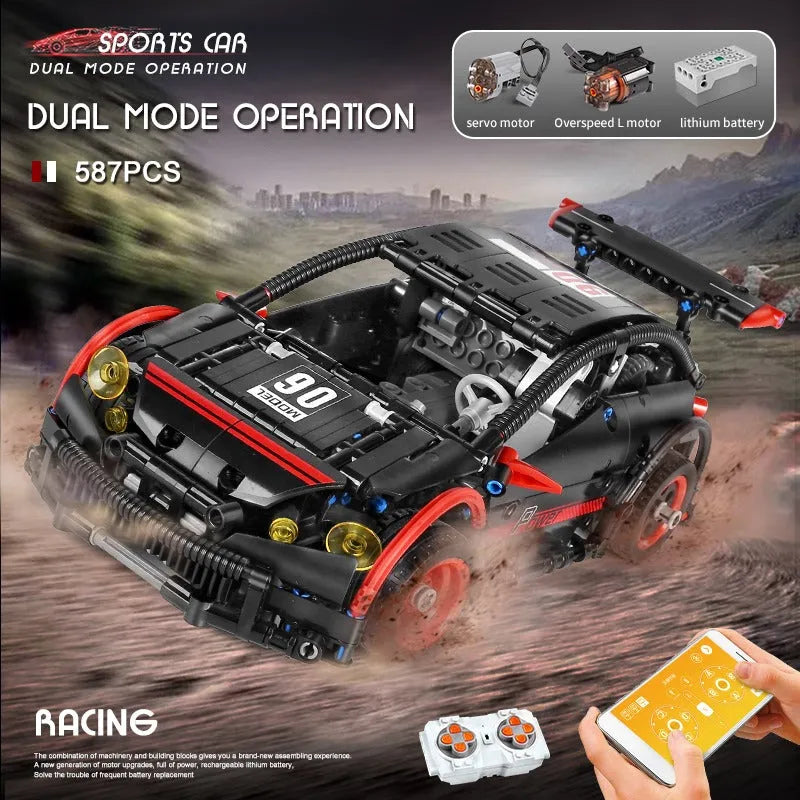 Building Blocks MOC RC Motorized Hatchback Type R Racing Car Bricks Toy 18013 - 10