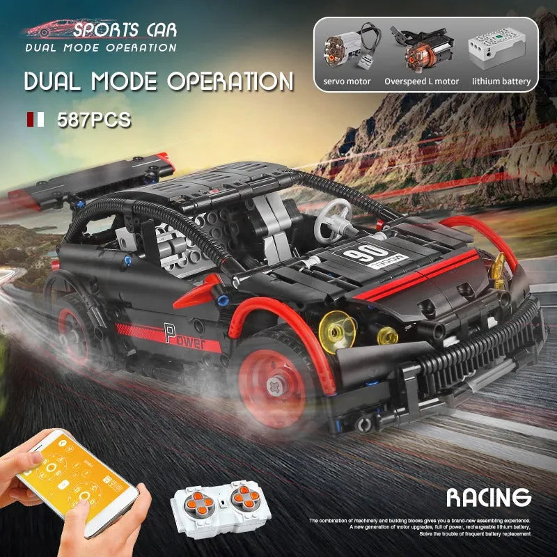 Building Blocks MOC RC Motorized Hatchback Type R Racing Car Bricks Toy 18013 - 11