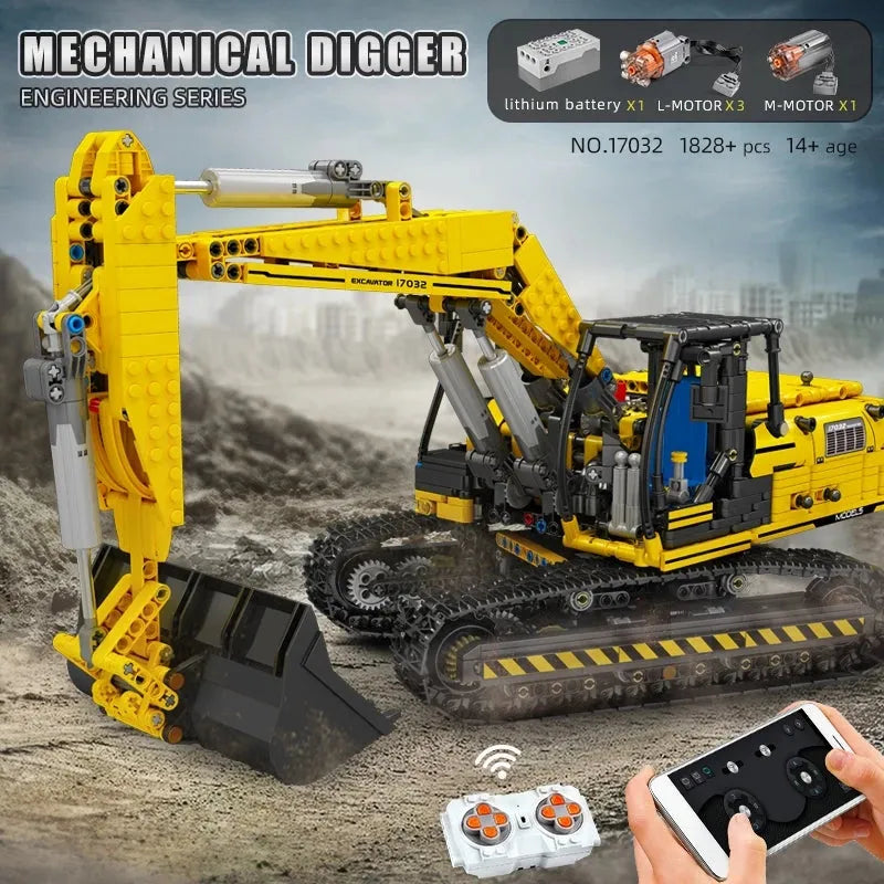 Building Blocks MOC RC Motorized Link Belt 250 Excavator Bricks Toys 17032 - 2