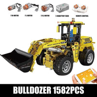 Thumbnail for Building Blocks MOC RC Motorized Wheel Front Loader Bulldozer Bricks Toy - 2