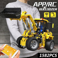 Thumbnail for Building Blocks MOC RC Motorized Wheel Front Loader Bulldozer Bricks Toy - 5