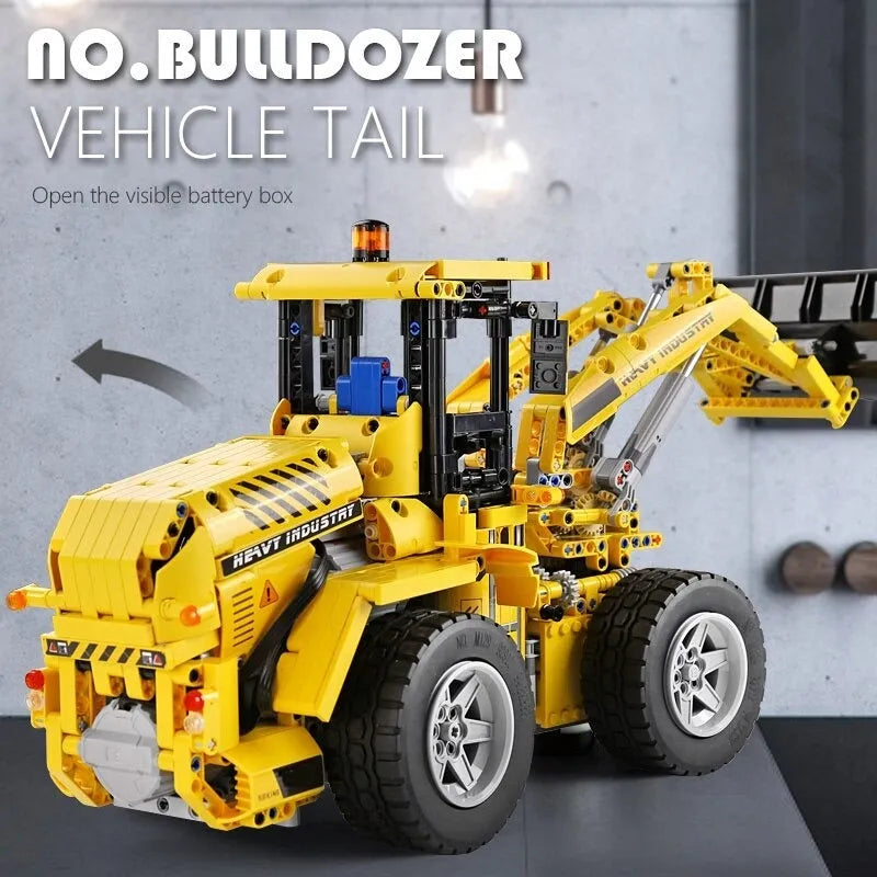 Building Blocks MOC RC Motorized Wheel Front Loader Bulldozer Bricks Toy - 6