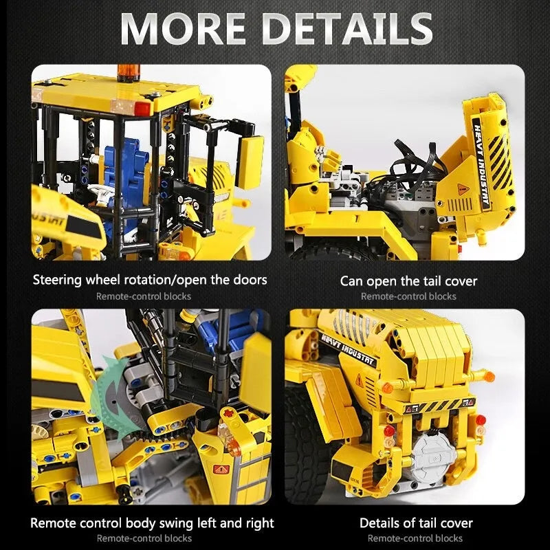 Building Blocks MOC RC Motorized Wheel Front Loader Bulldozer Bricks Toy - 7