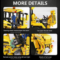 Thumbnail for Building Blocks MOC RC Motorized Wheel Front Loader Bulldozer Bricks Toy - 7