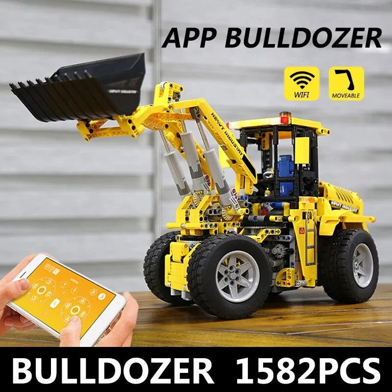 Building Blocks MOC RC Motorized Wheel Loader Bulldozer Truck Bricks Toy Construction Set Toys - 2