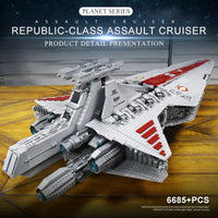 Thumbnail for Building Blocks MOC Star Wars Republic Assault Cruiser Ship Bricks Toy 21005 - 10