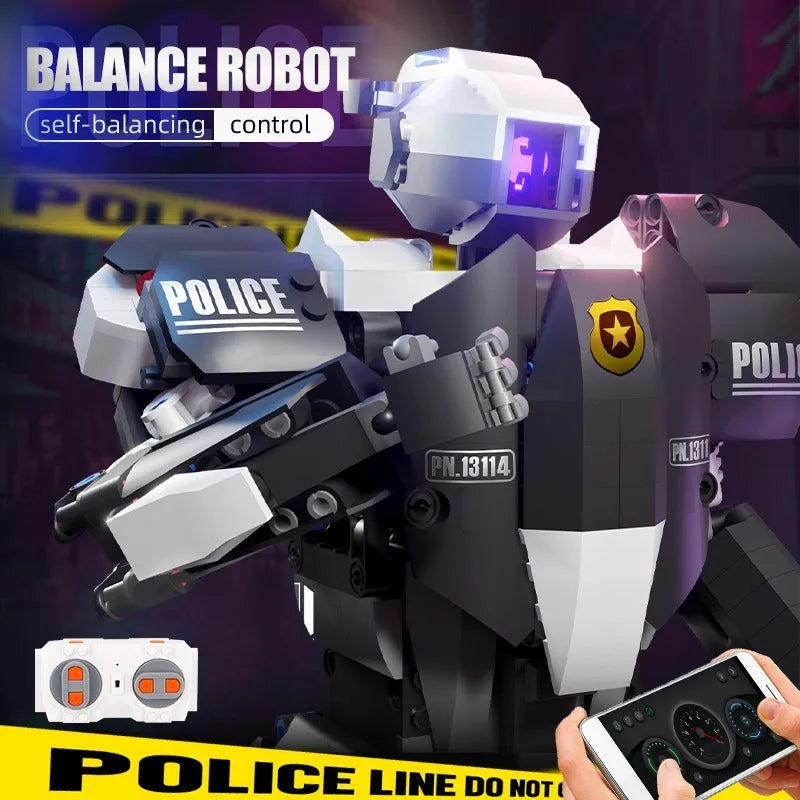 Building Blocks MOC STEM RC Police Balance Robot APP Bricks Toy - 2
